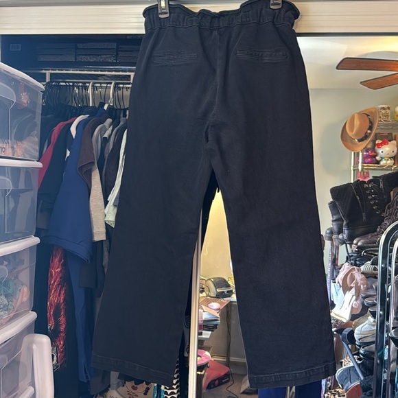 *NEW* SOMETHING NAVY AGNES PAPERBAG DENIM TROUSERS BLACK MEDIUM - Picture 7 of 14